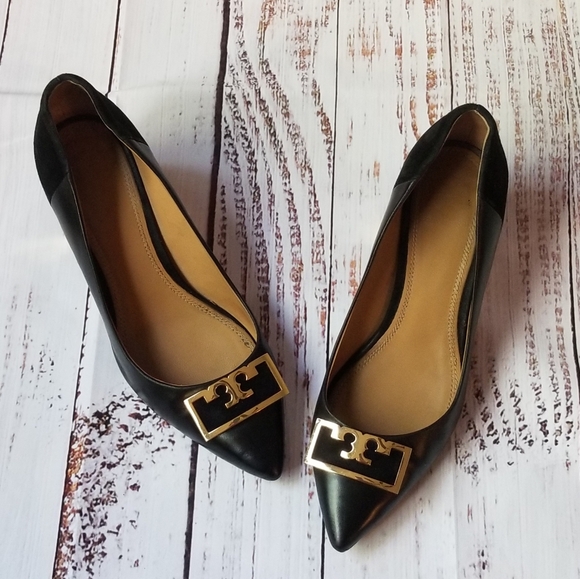 Tory Burch GiGi Leather Pointed Toe Pumps Black - Picture 2 of 15